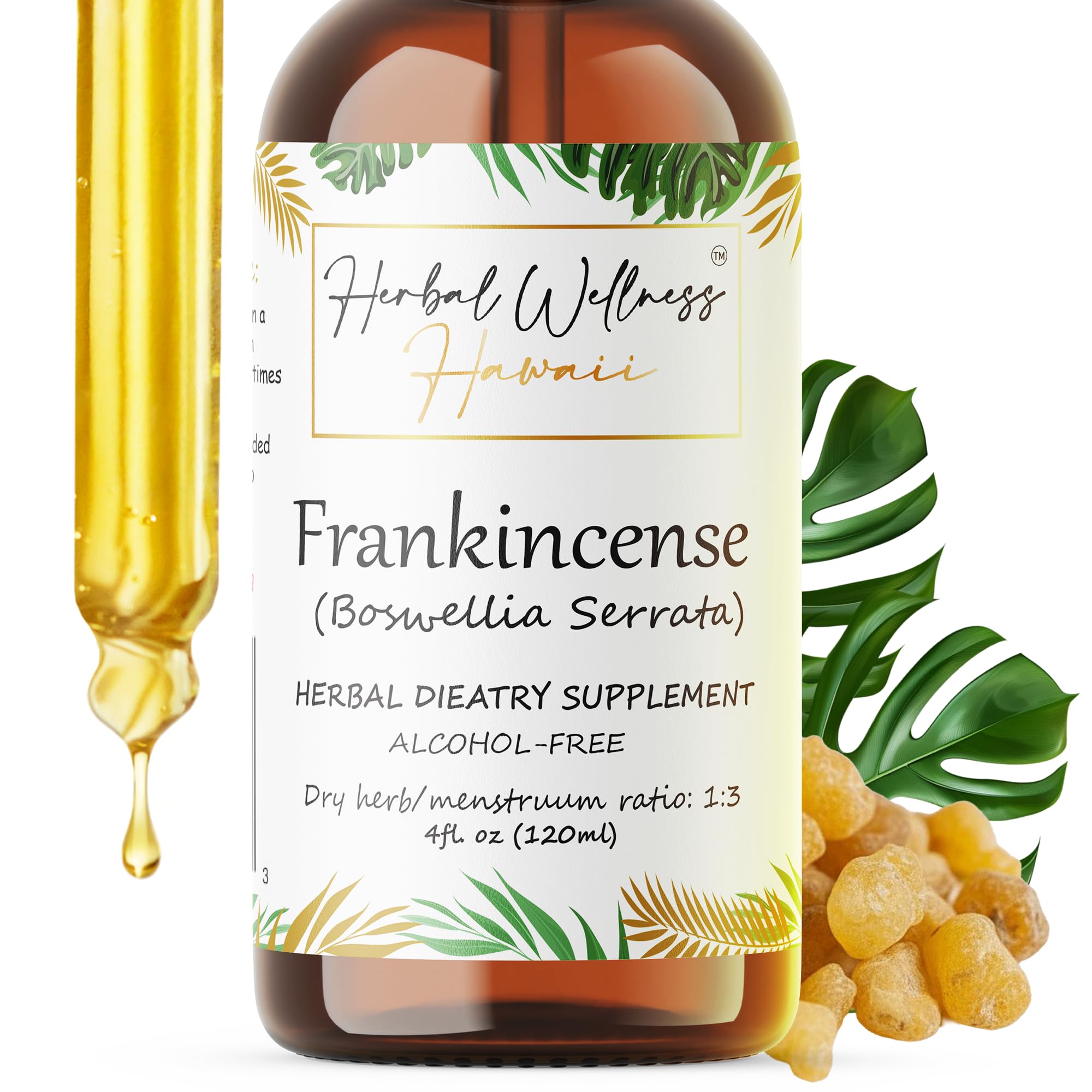 Herbal Wellness Hawaii frankincense liquid extract bottle for daily wellness