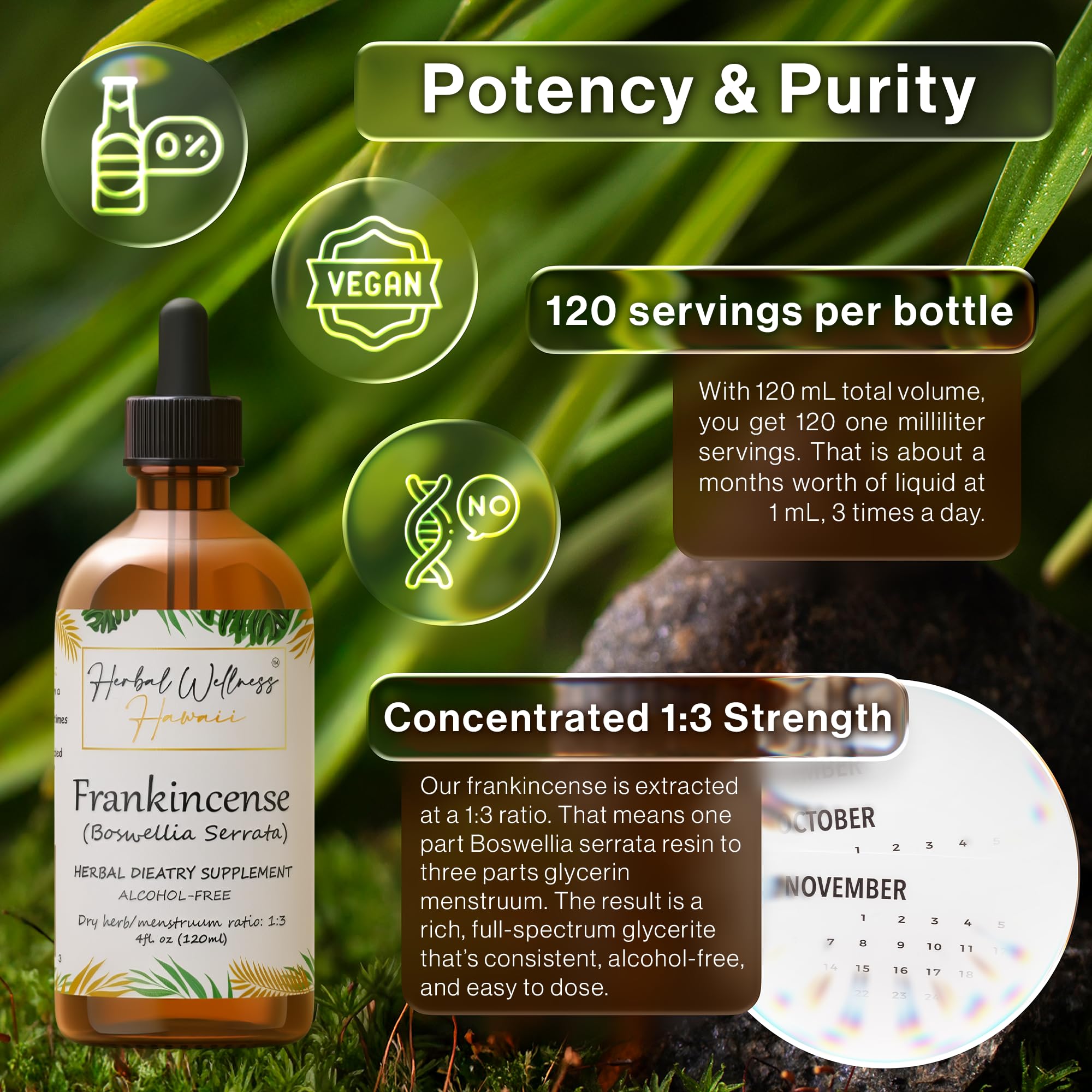 Herbal Wellness Hawaii frankincense liquid extract eco-packaging emphasis