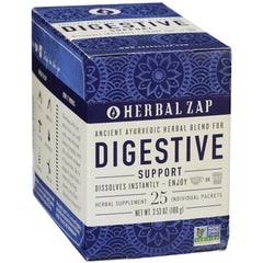 Herbal Zap Digestive Support packet dissolving in water for a quick, convenient sip.