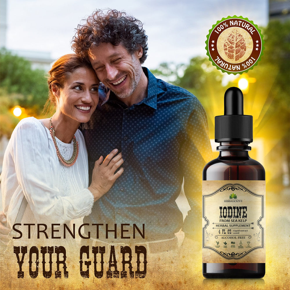 Bright citrus-forward scene suggesting immune support with HERBALICIOUS Iodine Drops.