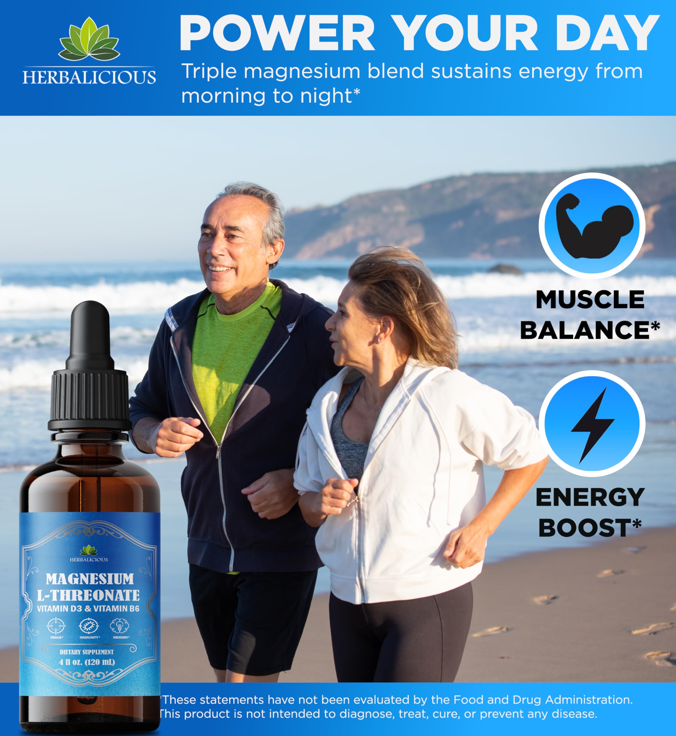 HERBALICIOUS Magnesium Complex Liquid dispense pour demonstrates easy dosing for evenings.