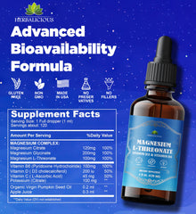 HERBALICIOUS Magnesium Complex Liquid natural apple juice base offers mild flavor for easy dosing.
