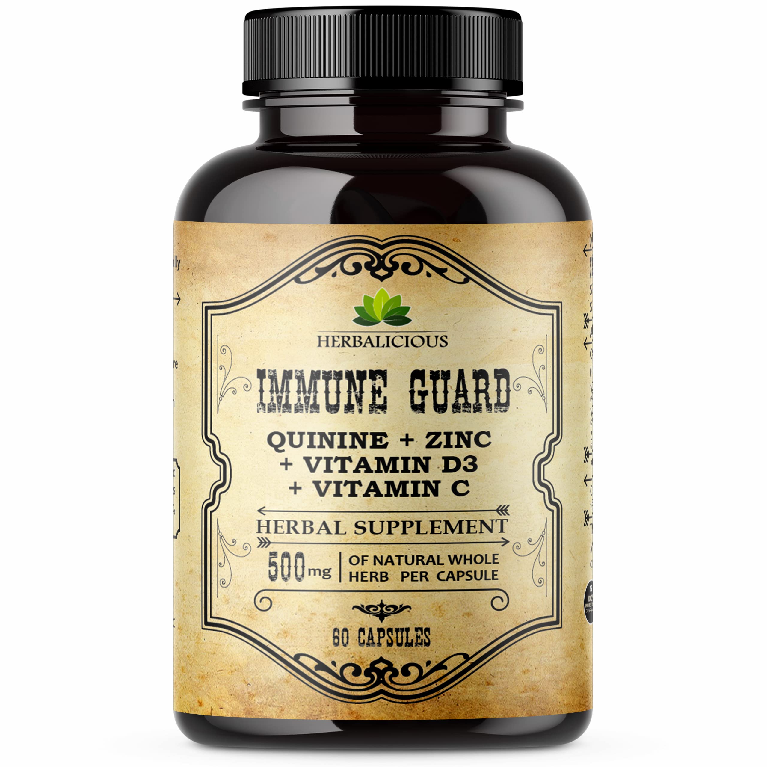 HERBALICIOUS Quinine Immune Guard bottle on a desk for daily immune support