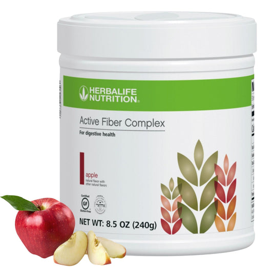 Herbalife Active Fiber Complex Apple Flavor tub front showing the package and label