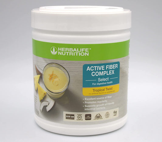 Herbalife Active Fiber Complex Select Tropical Twist bottle highlights fiber-rich formula for daily digestion