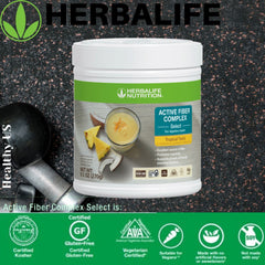Herbalife Active Fiber Complex Select Tropical Twist dissolving powder in water for a refreshing drink