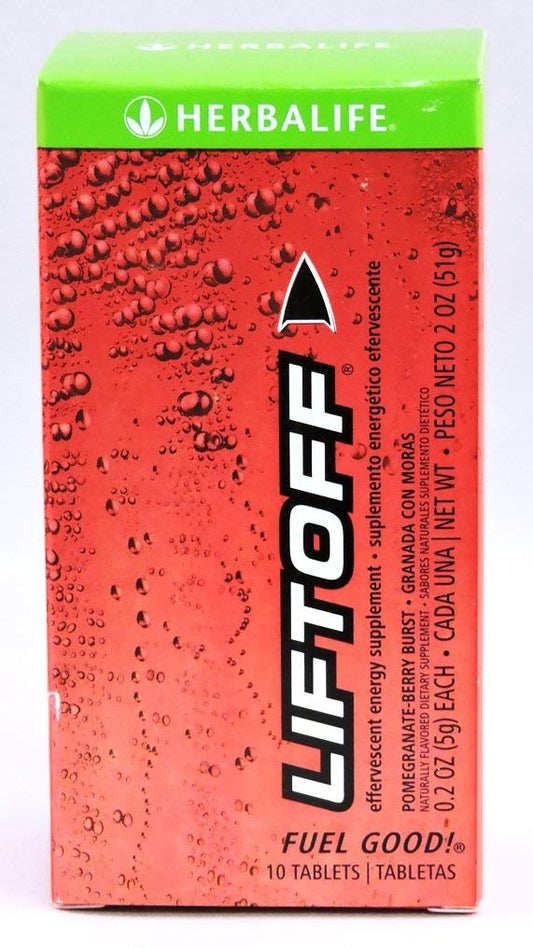 Herbalife Liftoff energy tablet in pomegranate-berry flavor for quick focus.