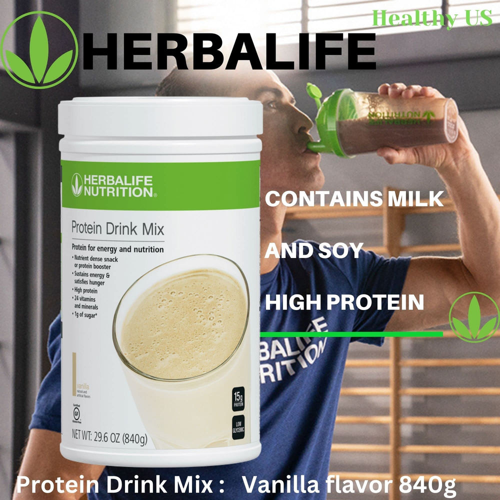 Herbalife protein drink mix vanilla on the go packaging, quick protein anytime