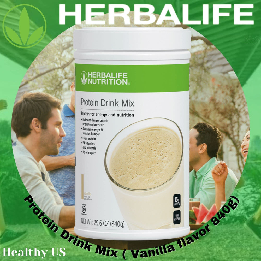 Herbalife protein drink mix vanilla powder closeup, smooth texture for creamy shakes