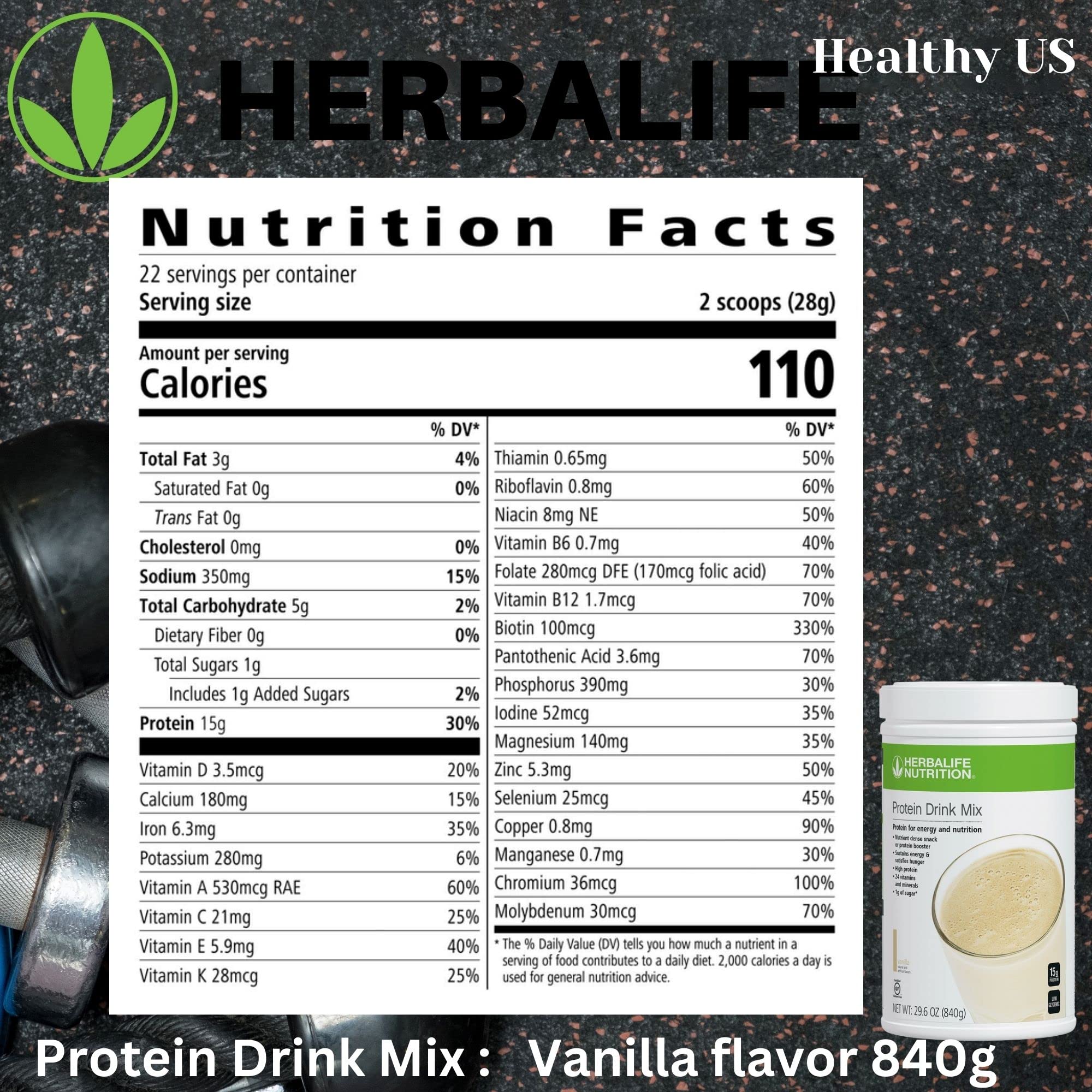 Herbalife protein drink mix vanilla shake glass, vibrant afternoon pick-me-up
