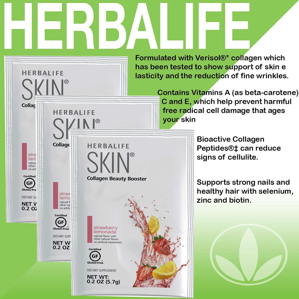 Herbalife Skin Verisol collagen close-up bottle highlighting skin elasticity support.