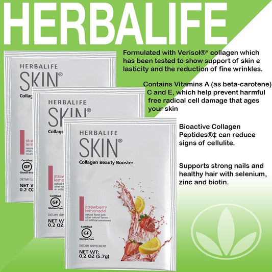 Herbalife Skin Verisol collagen close-up bottle highlighting skin elasticity support.