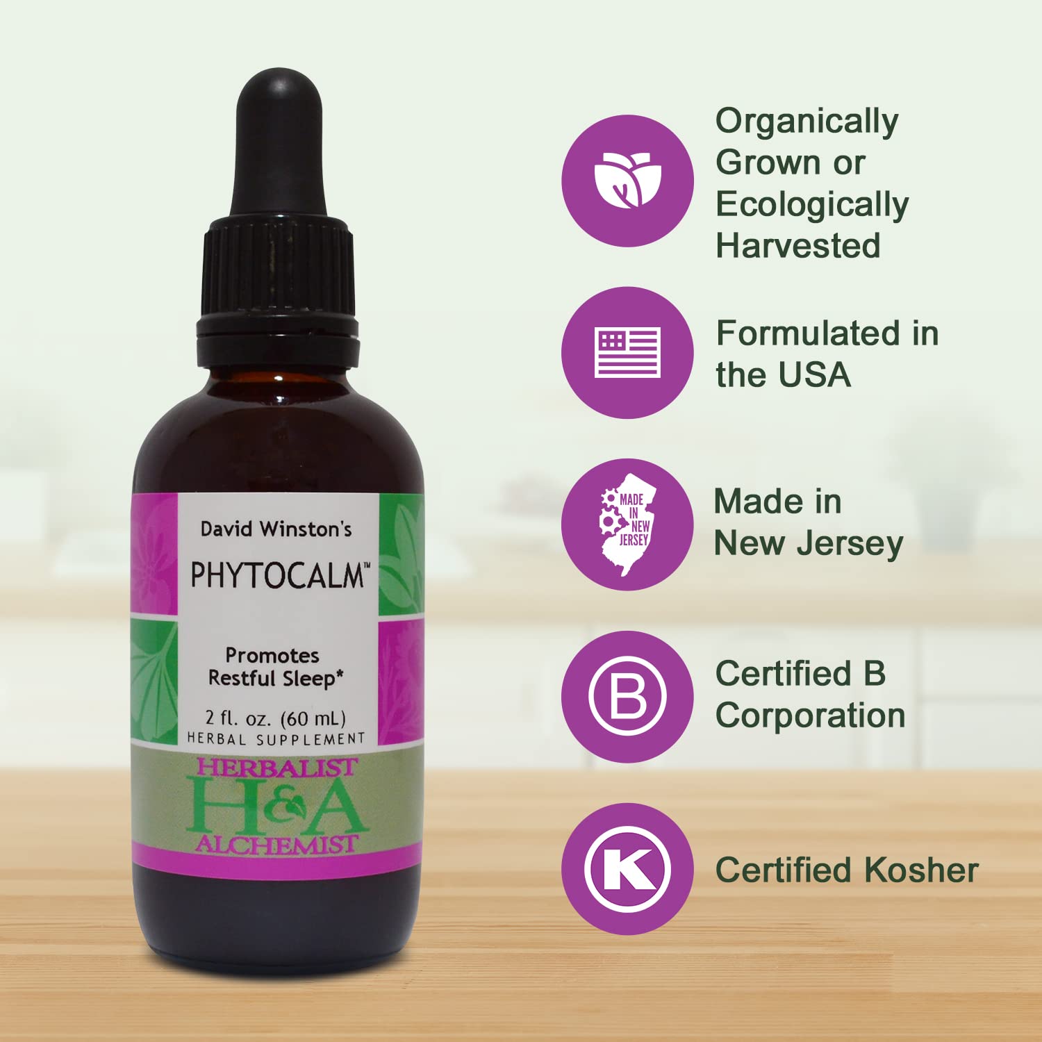 Phytocalm ingredient mix featuring skullcap, hops, and oat for soothing evenings.