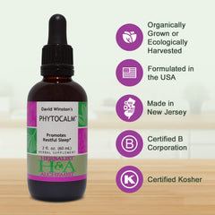 Phytocalm ingredient mix featuring skullcap, hops, and oat for soothing evenings.