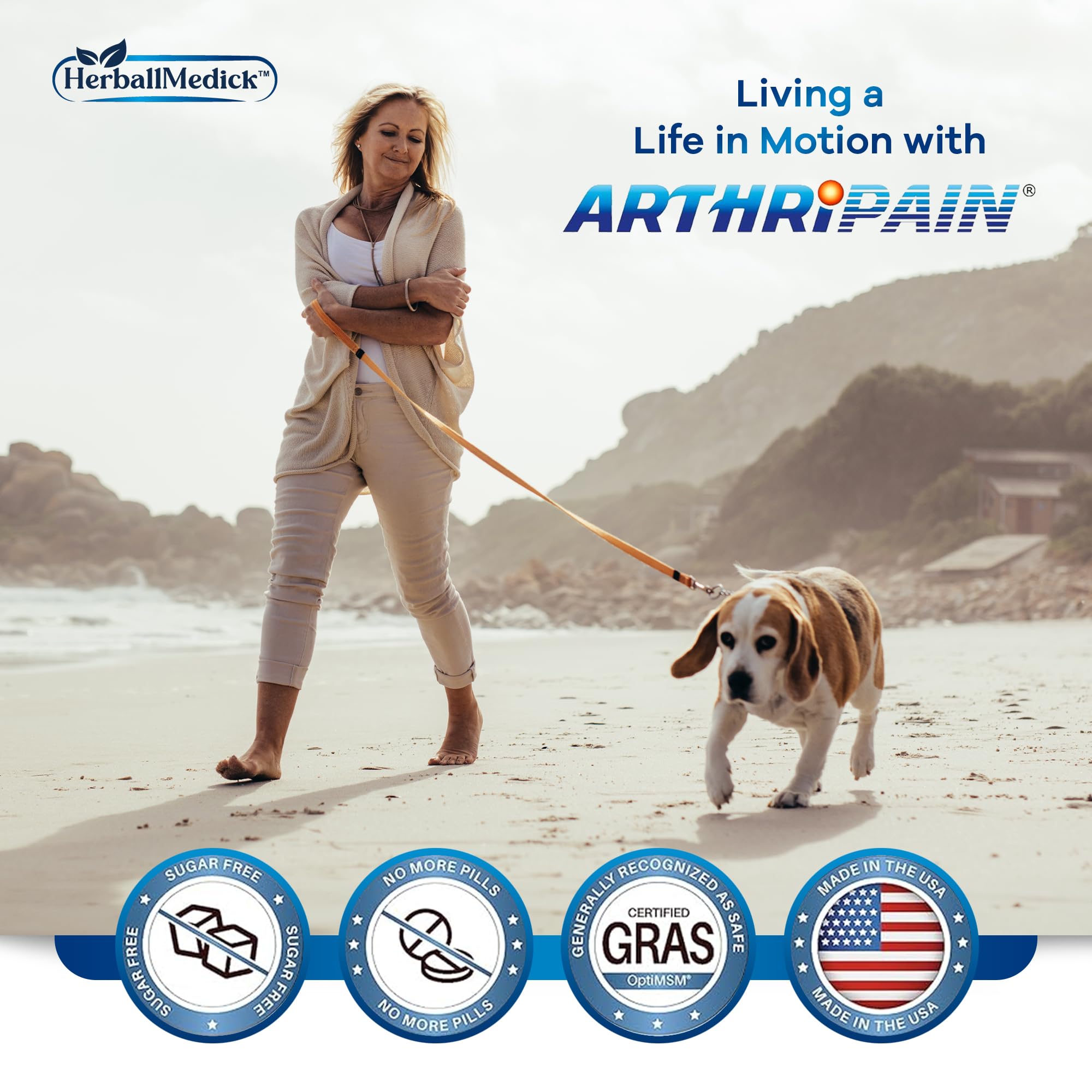 Third-party testing badge on Arthripain carton for quality assurance