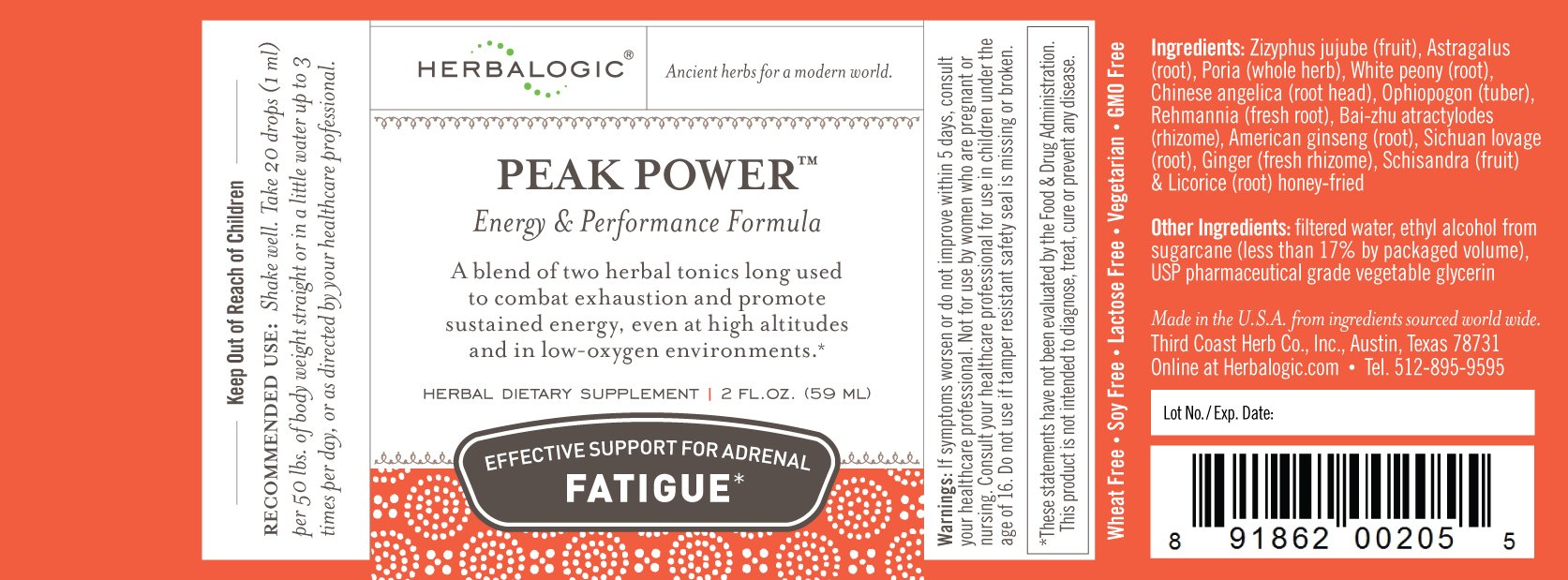 Pouring Herbalogic Peak Power drops for quick daily energy