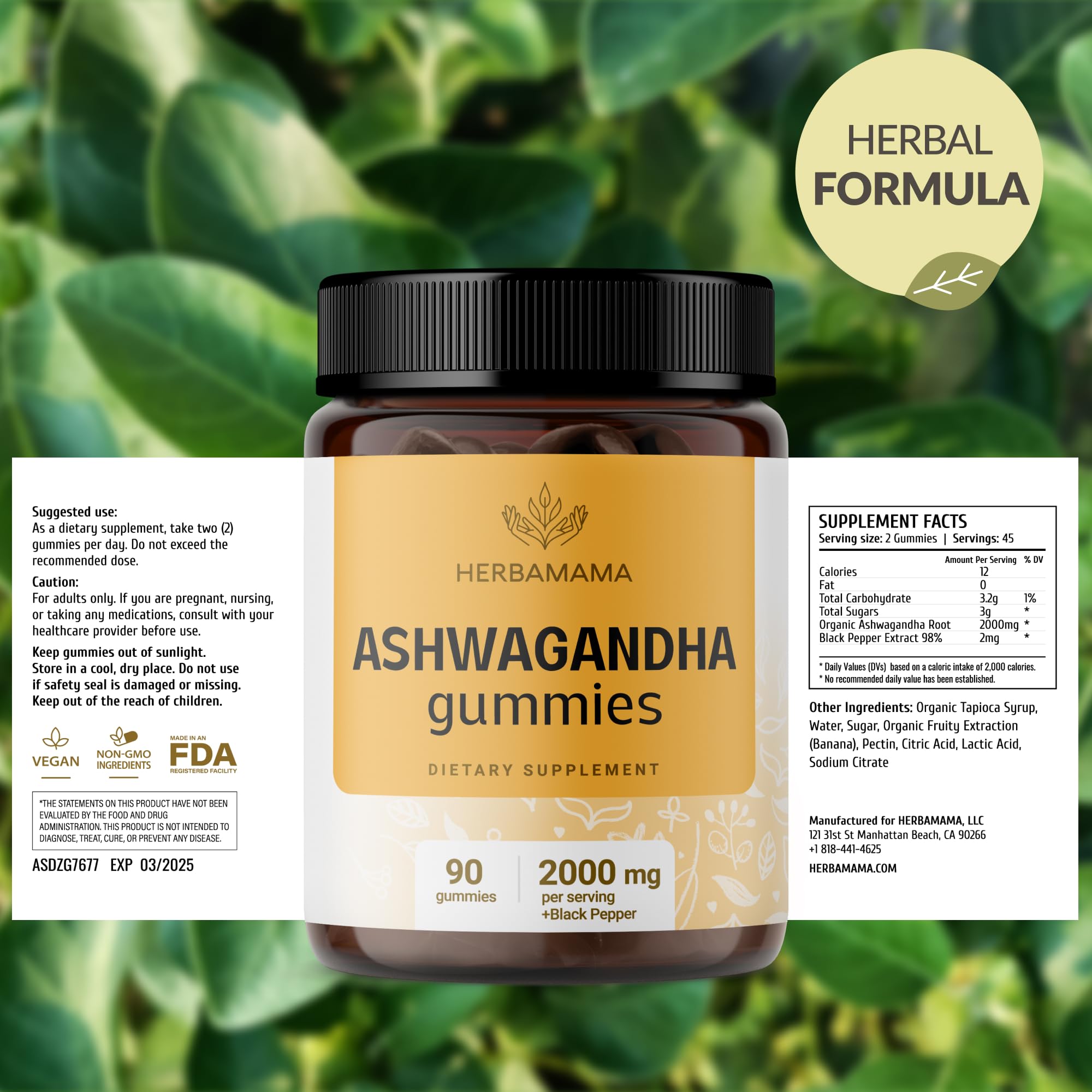 HERBAMAMA Ashwagandha gummies on-the-go pack ready for daily use.