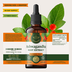 HERBAMAMA Ashwagandha Drops daily-use routine with tincture added to beverage.