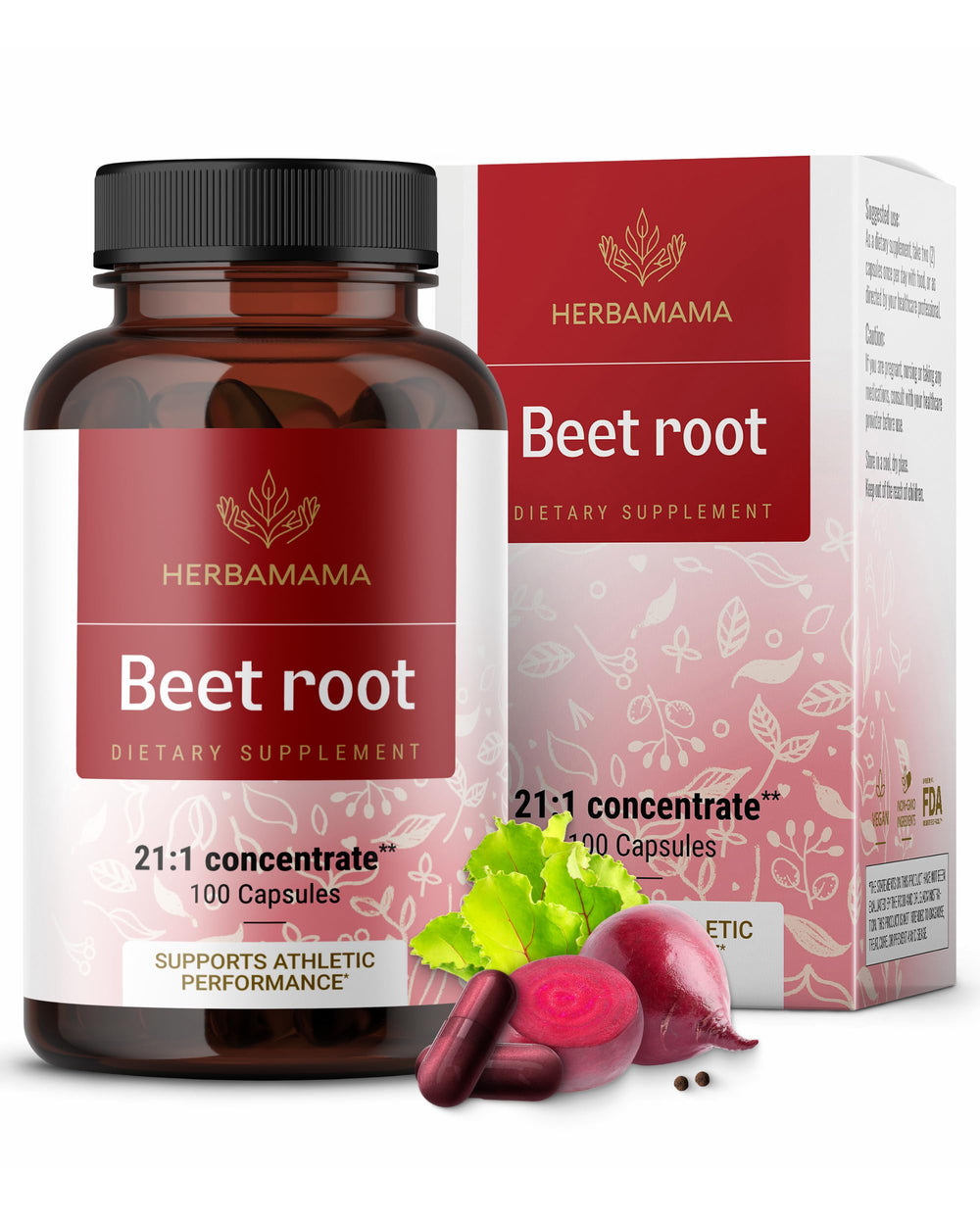 Herbamama Beet Root Extract 21:1 bottle for daily energy support.