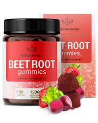 HERBAMAMA beet root gummies bottle for convenient daily wellness.