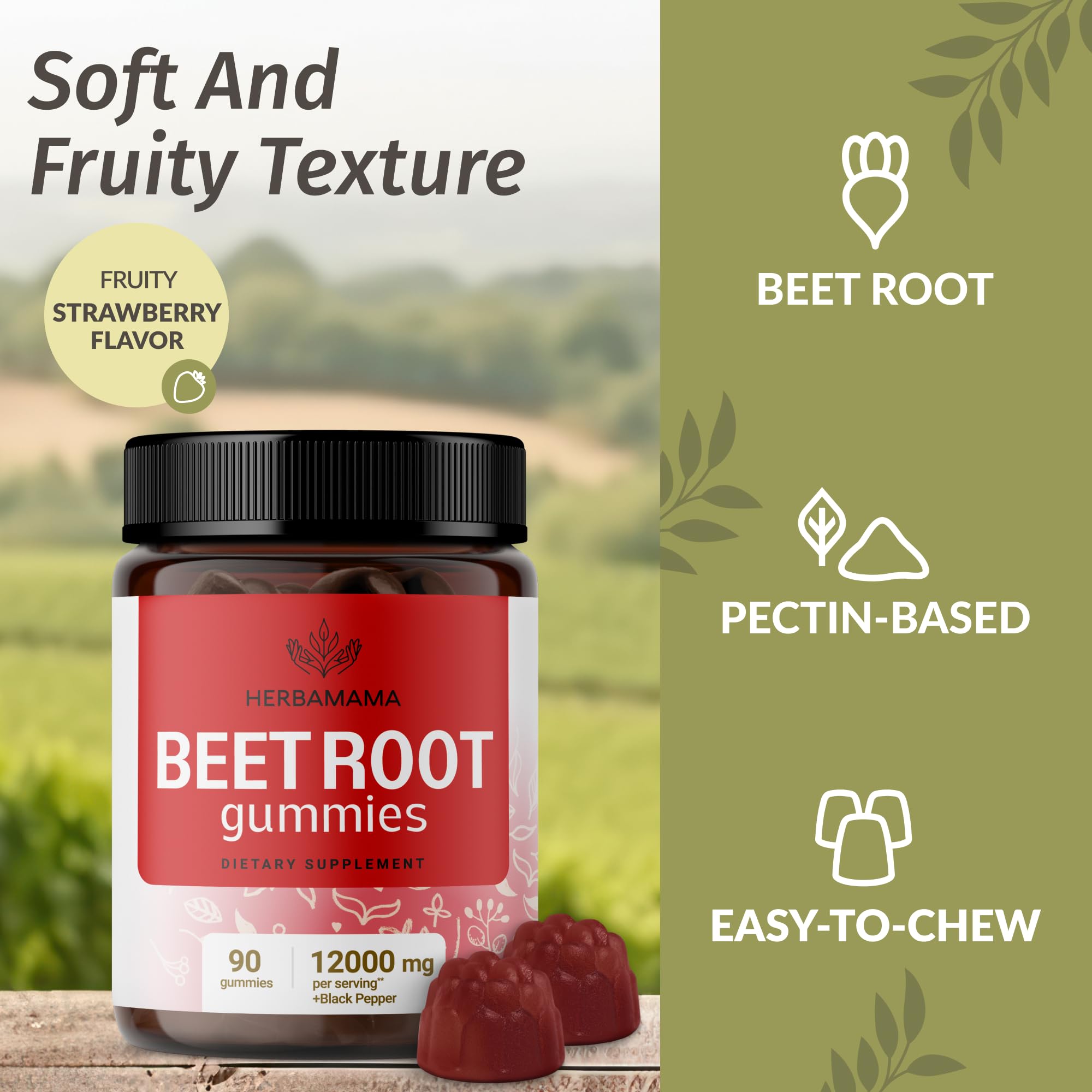 HERBAMAMA beet root gummies daily-use chewables for easy routine integration.