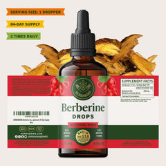 Shake before use instruction demonstrated with Berberine drops.