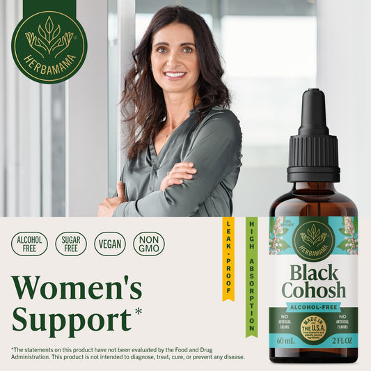 Herbamama Black Cohosh tincture dropper ensures easy daily dosing.