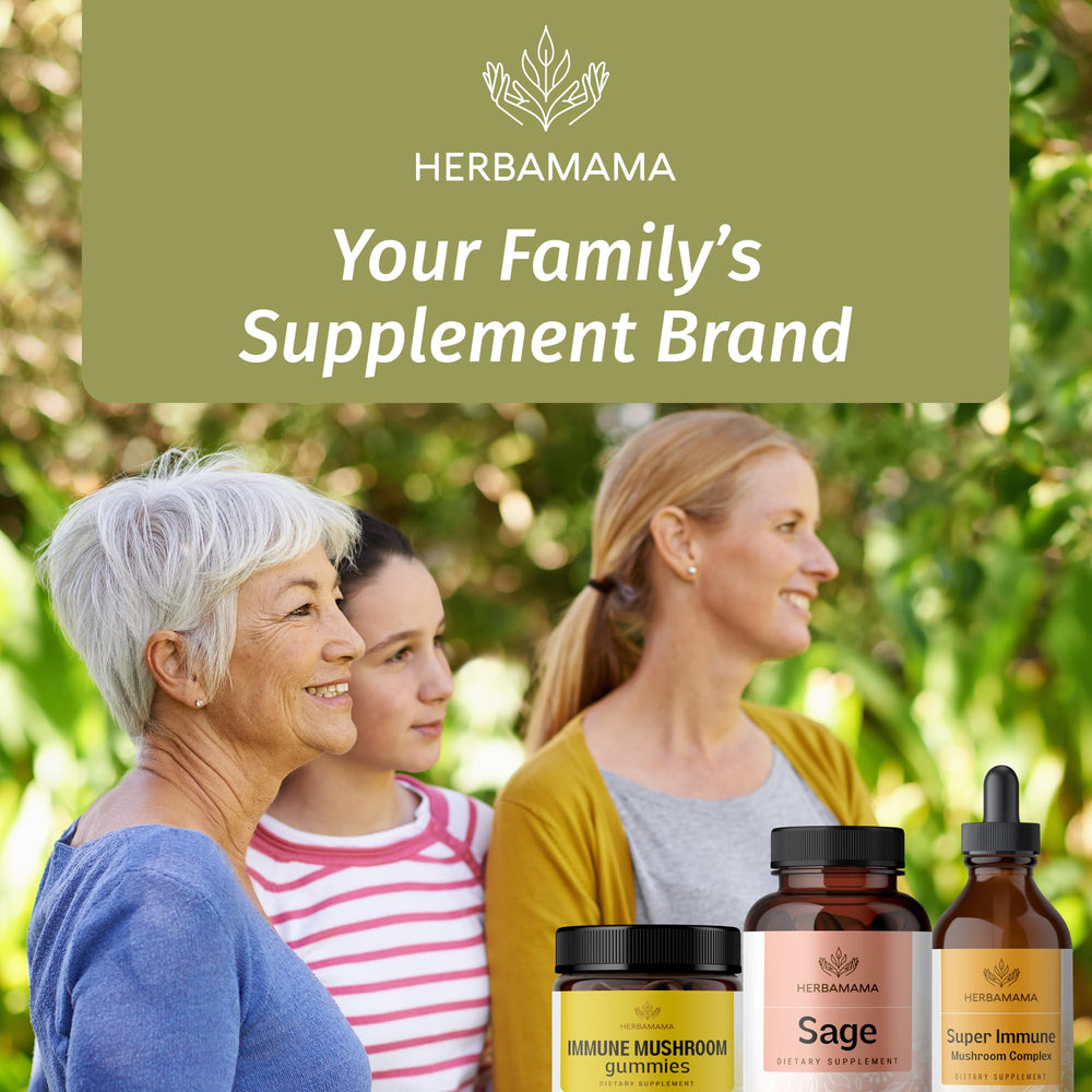 HERBAMAMA brain clarity focus, sage-based support for daytime routines.
