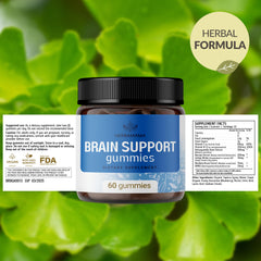 Herbamama Brain Support Gummies bottle cap open, showcasing easy two-gummy daily dose.