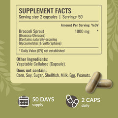 HERBAMAMA broccoli sprouts capsules label packaging highlights vegan non-GMO claims
