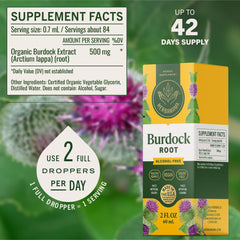 Close-up of three-ingredient formula: Arctium lappa, glycerin, water.