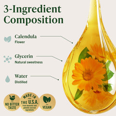 HERBAMAMA Calendula tincture ingredients panel showing vegan formula.