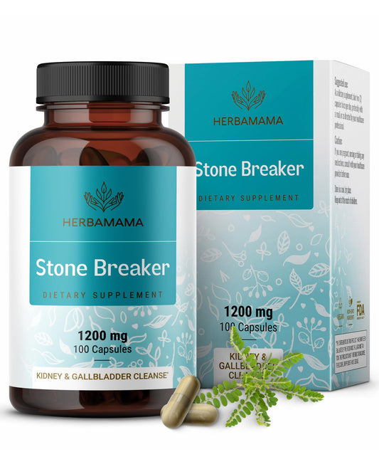 Herbamama Chanca Piedra capsules bottle ready for daily urinary support.