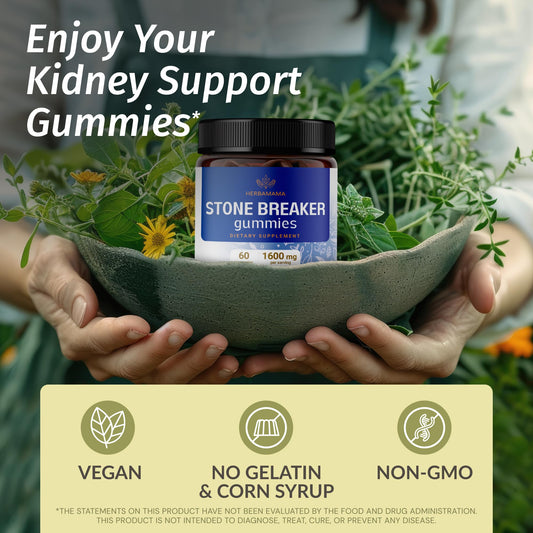 HERBAMAMA blueberry-flavored gummies provide a soft, easy chew while supporting urinary tract wellness.