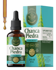 HERBAMAMA Chanca Piedra bottle label showing vegan, non-GMO formula.
