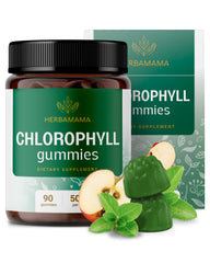 HERBAMAMA Chlorophyll Detox Gummies bottle offering convenient antioxidant support