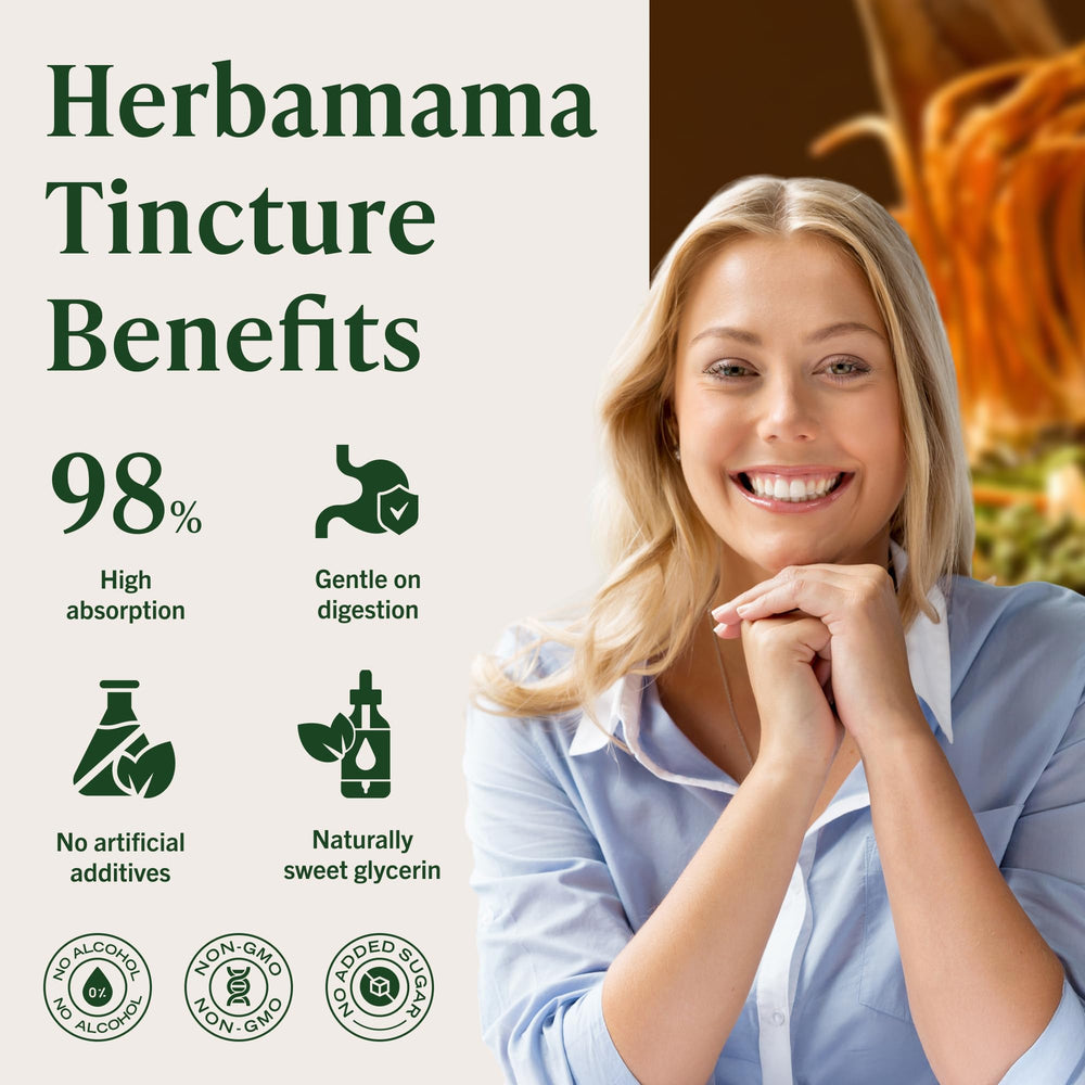 Dropper dispensing Herbamama tincture for quick daily use.