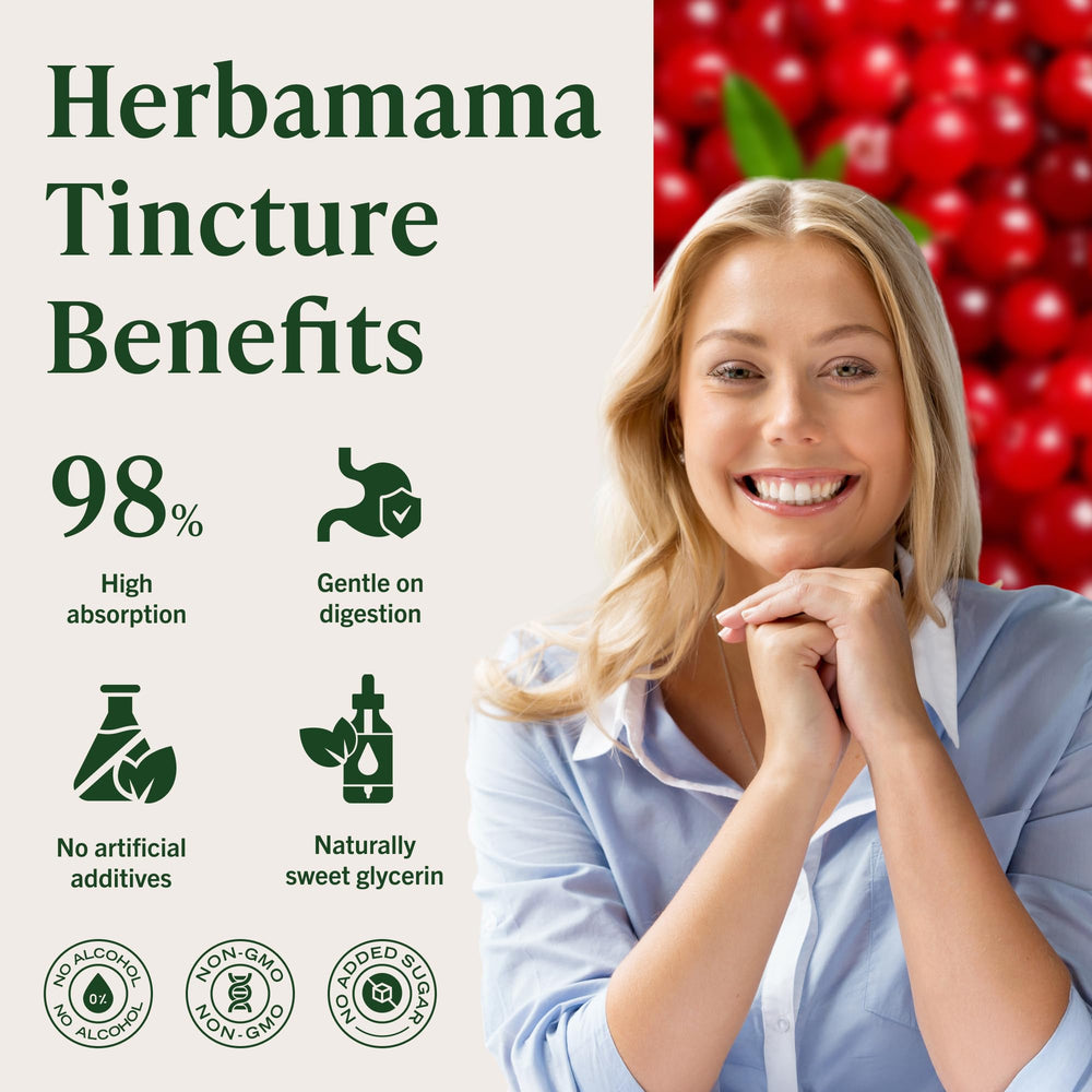 HERBAMAMA Cranberry Drops ingredients: cranberry extract, glycerin, water.