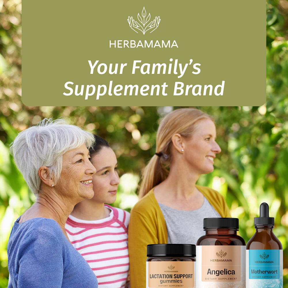 Herbamama Angelica root ingredient highlighted for wellness.