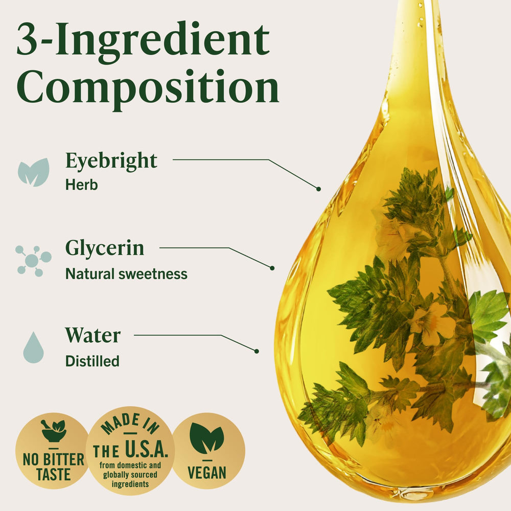 Herbamama Eyebright tincture poured into water for a smooth taste.