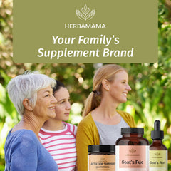 HERBAMAMA Goat's Rue capsules back-of-label details non-GMO vegetarian