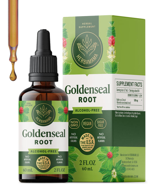 Herbamama Goldenseal tincture bottle with dropper for immune support