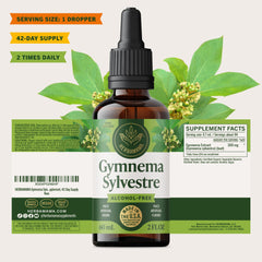 HERBAMAMA Gymnema Sylvestre Drops packaging notes 42-day supply value.