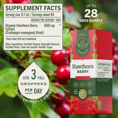 HERBAMAMA Hawthorn Berry Drops liquid beside a glass of water