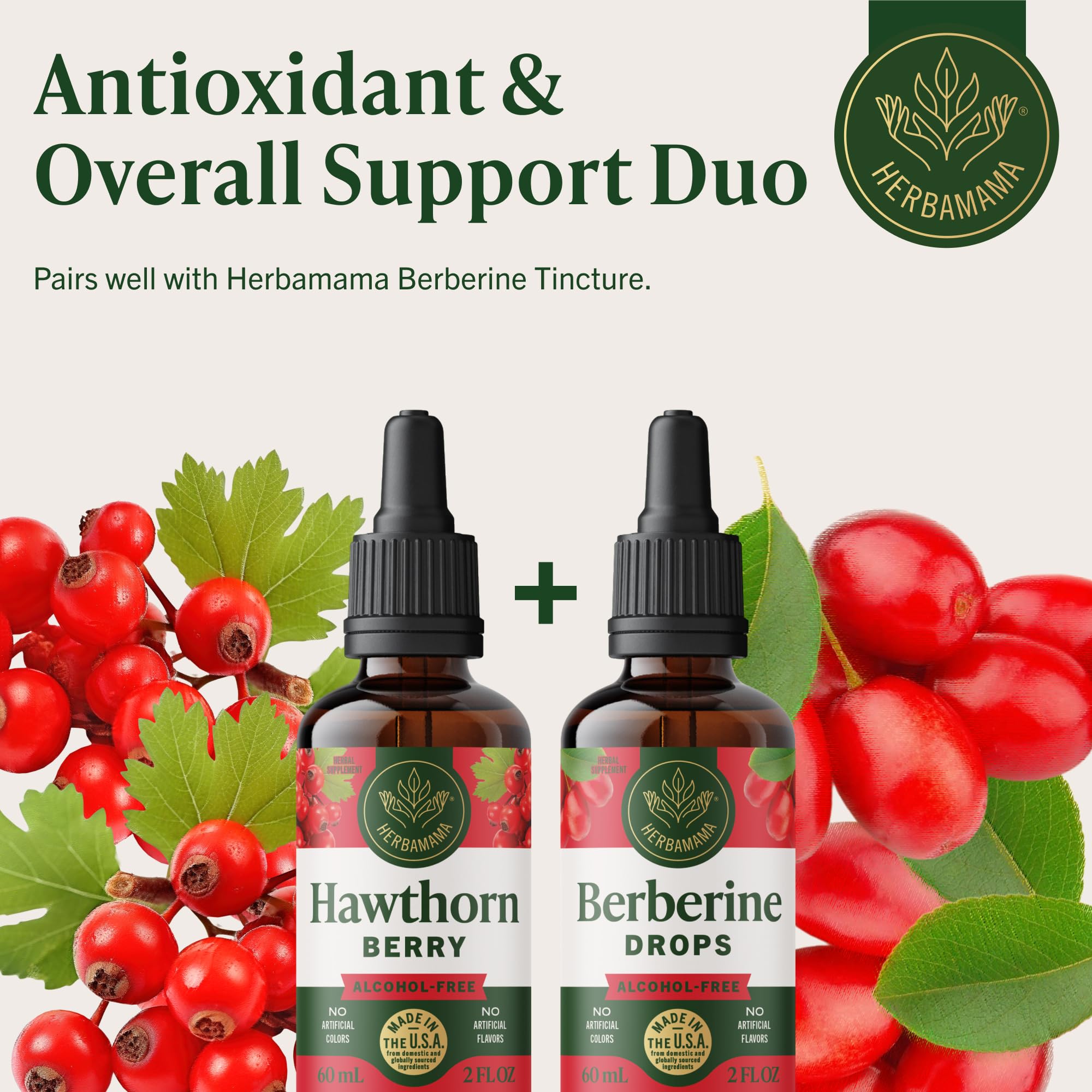 HERBAMAMA Hawthorn Berry Drops packaging and bottle on counter