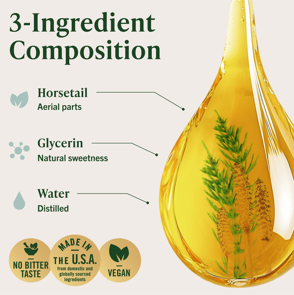 HERBAMAMA Horsetail Drops glass with water ready for easy daily dose