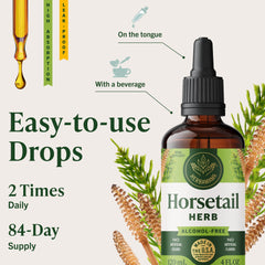 HERBAMAMA Horsetail Drops vegan symbol emphasizes plant-based formulation