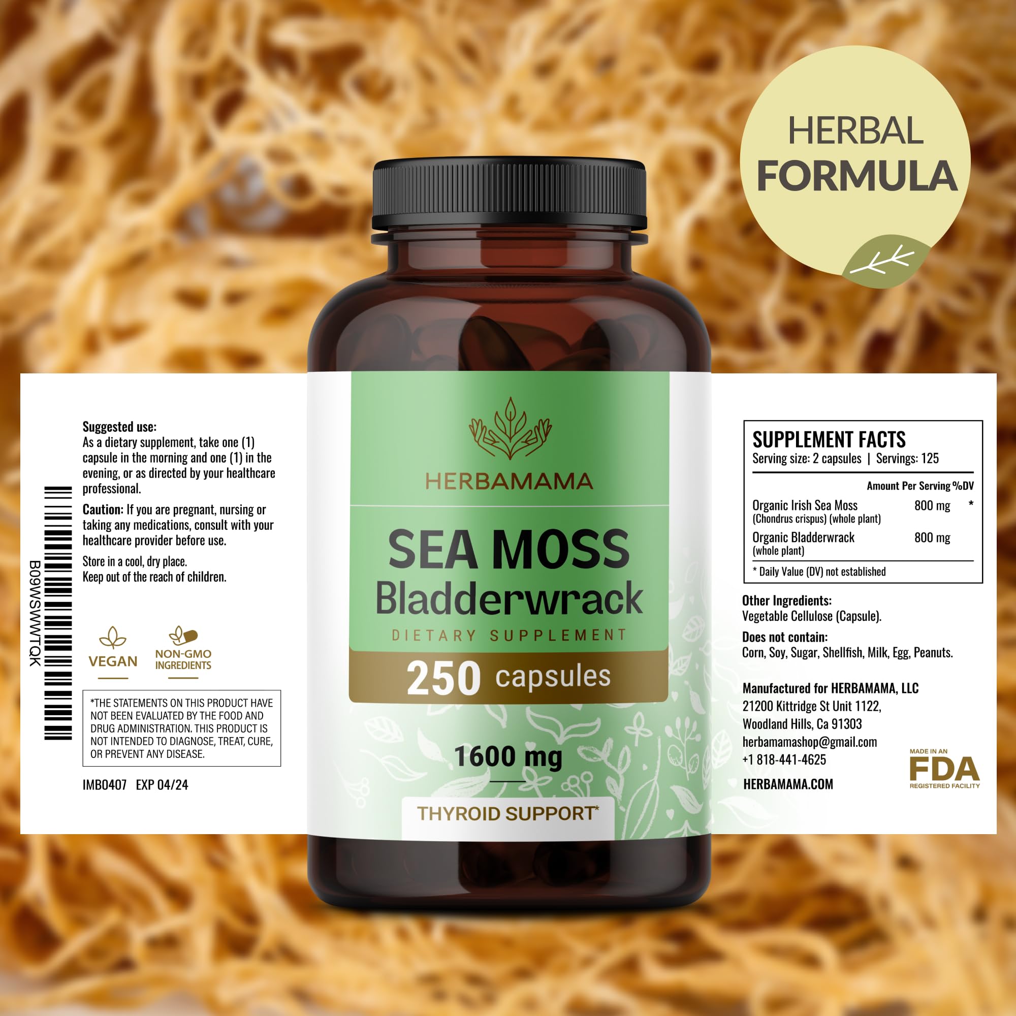 HERBAMAMA immune-support capsules on table with citrus for daily wellness.