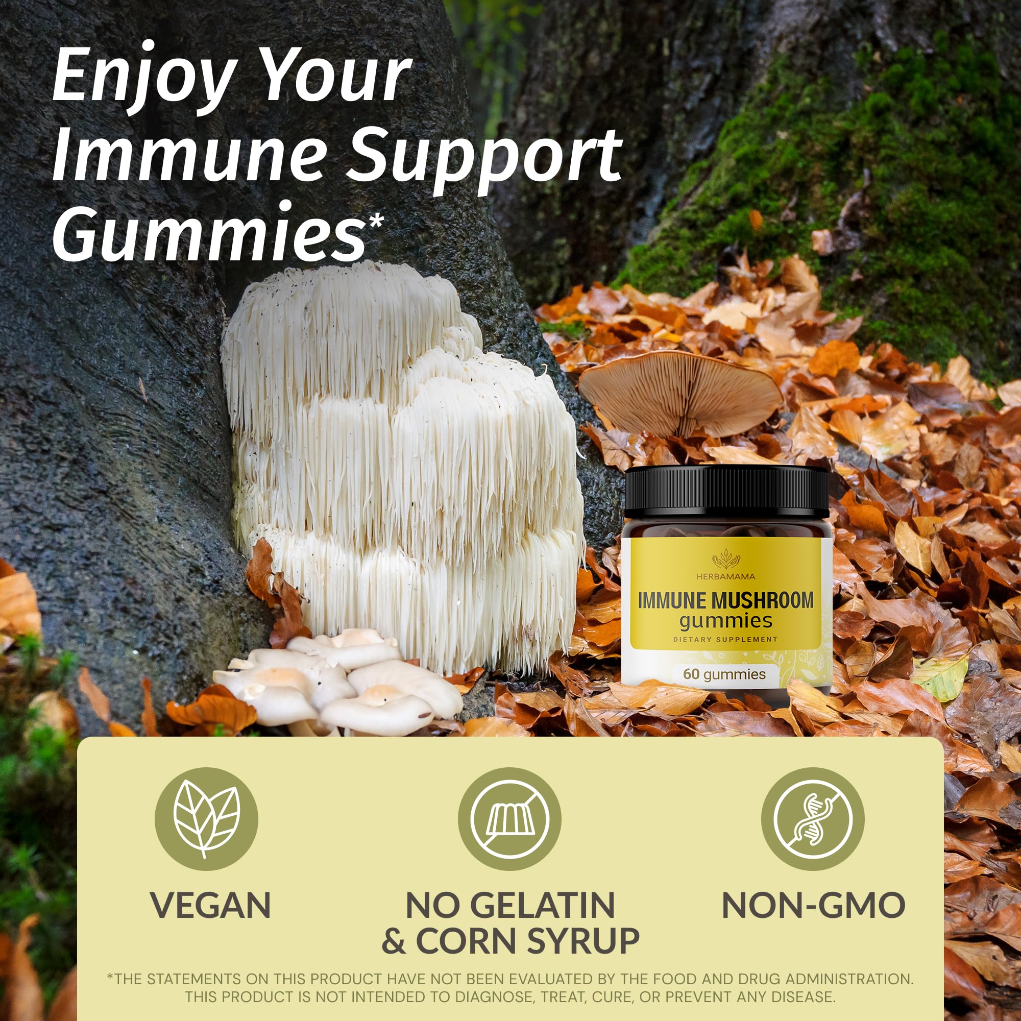 HERBAMAMA gummies inside bottle showing soft chewable texture