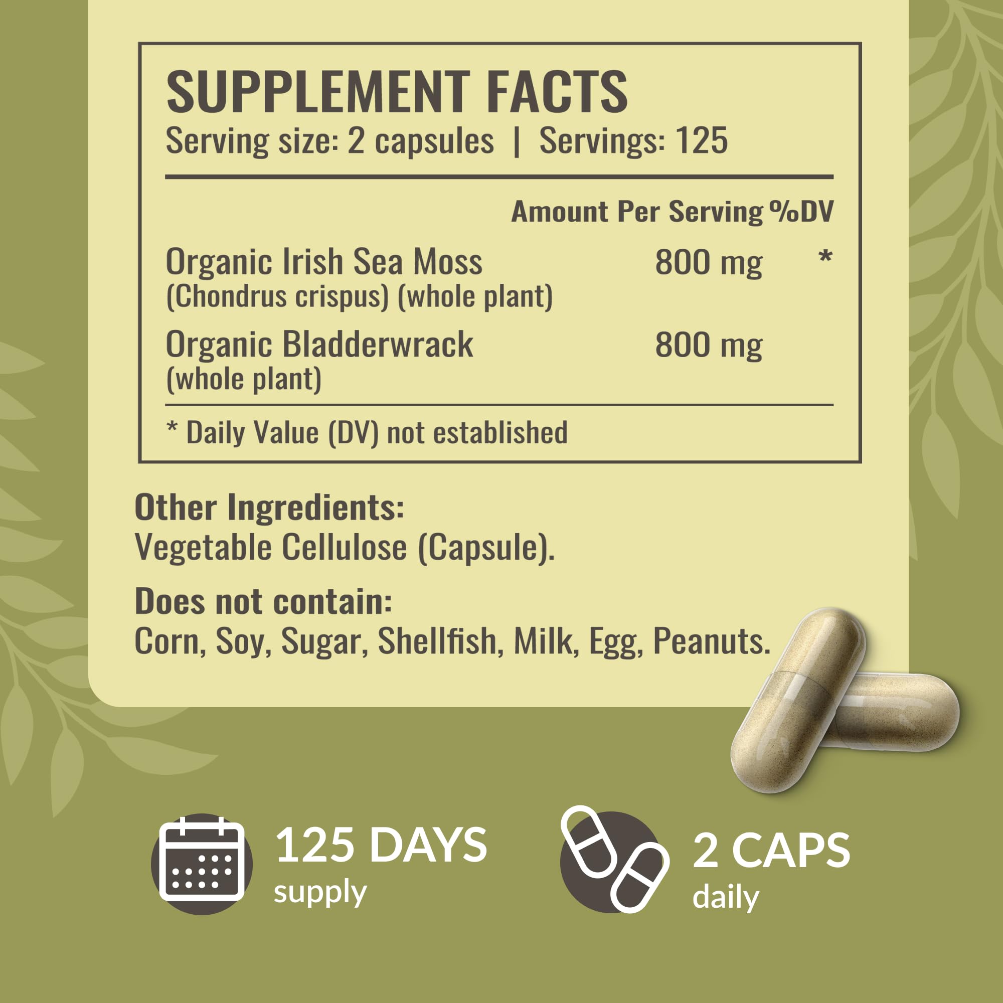 HERBAMAMA Irish Sea Moss capsules on table showing easy daily use.